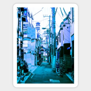 Tokyo Japan Alleyway Vaporwave Glitch Art Sticker